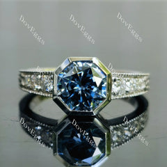 Doveggs octagon bezel pave moissanite engagement ring