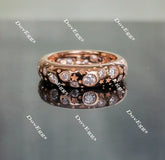 Doveggs art deco round full eternity moissanite/lab grown diamond wedding bands-5mm band width