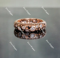 Doveggs art deco round full eternity moissanite/lab grown diamond wedding bands-5mm band width