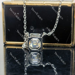 Doveggs sterling silver 2ct asscher moissanite pendant necklace