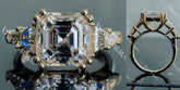 Doveggs three-stone side stones moissanite engagement ring