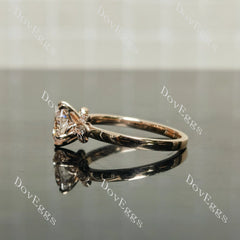 Doveggs Heart Side Stones Fancy Pink Lab Grown Diamond Engagement Ring