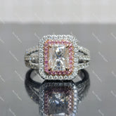 (size 8) Doveggs 2ct GHI color radiant moissanite sterling silver engagement ring