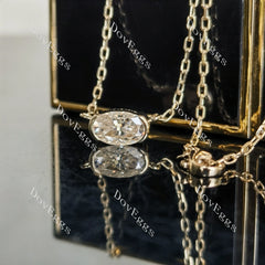 Doveggs oval solitaire moissanite pendant necklace (with 17' length chain)