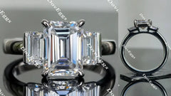 Doveggs side-stone three-stone moissanite engagement ring