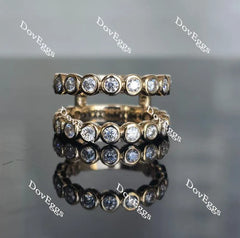 Doveggs round bezel setting moissanite/lab diamond enhancer/wedding band-9mm band width