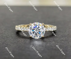 Round paved moissanite engagement ring| DovEggs