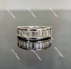 Doveggs half eternity channel set baguette moissanite/lab grown diamond wedding band-6mm band width