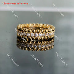Doveggs round full eternity pave moissanite/lab grown diamond wedding band for women-5.2mm band width