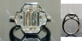 Cheryl G Emerald Bezel Three Stones Lab Grown Diamond Engagement Ring