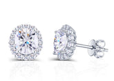 Doveggs oval moissanite studs push back earrings for women