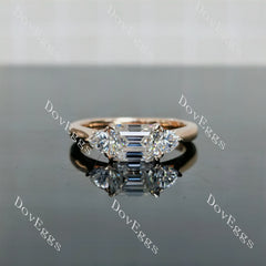 Doveggs emerald three-stones moissanite engagement ring