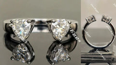 DovEggs heart two-stone moissanite engagement ring for women