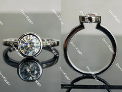 The Erin bezel setting solitaire moissanite engagement ring