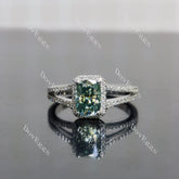 (size 5.5) Doveggs sterling silver 1ct elongated cushion colored moissanite engagement ring