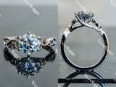 Doveggs round hollow out band solitaire moissanite engagement ring