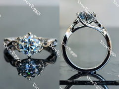 Doveggs round hollow out band solitaire moissanite engagement ring