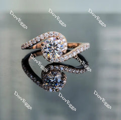 Doveggs round pave curved band moissanite engagement ring
