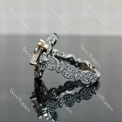 Vanessa cushion floral bezel moissanite engagement ring