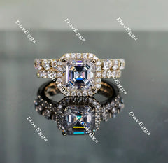 Doveggs asscher halo moissanite bridal set (2 rings)