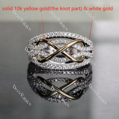 Doveggs knot half eternity pave moissanite/lab grown diamond wedding band-3.7mm band width