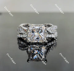 Doveggs curved band princess moissanite engagement ring