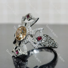 (size 5) Doveggs sterling silver 2ct Round champagne moissanite engagement ring