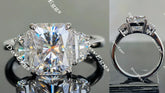Doveggs radiant three-stone moissanite engagement ring for women