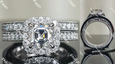 Doveggs halo asscher moissanite bridal set (2 rings)