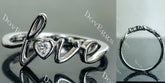 Doveggs heart letters moissanite/lab grown diamond wedding band-2.1mm band width