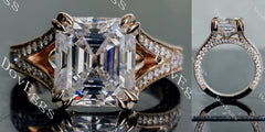 Faythe’s Promise Elizabeth Taylor Krupp cut split shank pave moissanite engagement ring