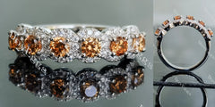 Doveggs round halo eternity pave moissanite/lab grown diamond & colored gem wedding band-5.5mm band width