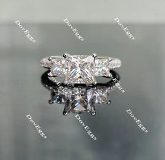 Doveggs pave three-stone moissanite engagement ring
