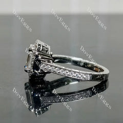 Doveggs halo pave side stones vintag engagement ring semi-mount only(Exclusively to DovEggs Stones)