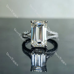 Doveggs emerald half eternity pave split shank moissanite ring