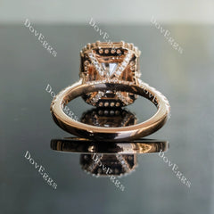 Doveggs radiant halo pave moissanite engagement ring