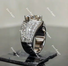 Doveggs round pave moissanite engagement ring
