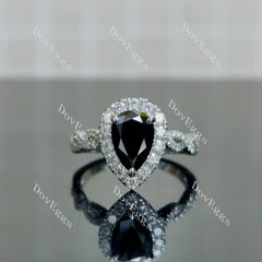 Doveggs pear pave halo colored moissanite engagement ring