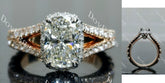 Doveggs Cushion Halo Split Shanks Lab Grown Diamond Engagement Ring