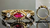 Doveggs marquise bezel setting vivid pegion blood ruby colored gem engagement ring
