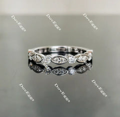 Doveggs round art deco half eternity moissanite/lab grown diamond wedding band-2.2mm band width