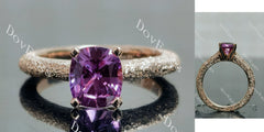 Doveggs criss cut elongated cushion solitaire textured colored gem engagement ring