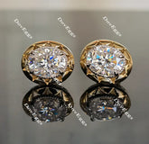 Doveggs flower shape oval moissanite stud earrings for women