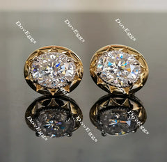 Doveggs flower shape oval moissanite stud earrings for women