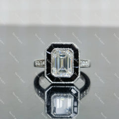 (size 4.75)Doveggs 2ct GHI color emearld moissanite engagement SS ring