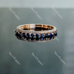 Doveggs round moissanite/lab grown diamond & colored gem combo wedding band-3.0mm band width