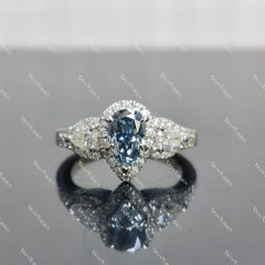 (size 5.75) Doveggs 1.25ct Stardust Grey pear moissanite sterling silver engagement ring