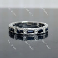 Doveggs baguette channel pave moissantie and birthstone wedding band-3.3mm band width