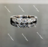 Doveggs round three stone moissanite/lab grown diamond wedding band-2mm band width