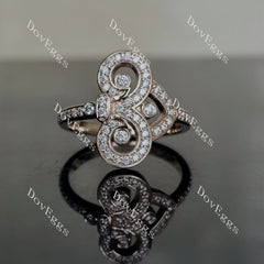 Fleur-de-lis round pave moissanite/lab grown diamond wedding band-2.2mm band width